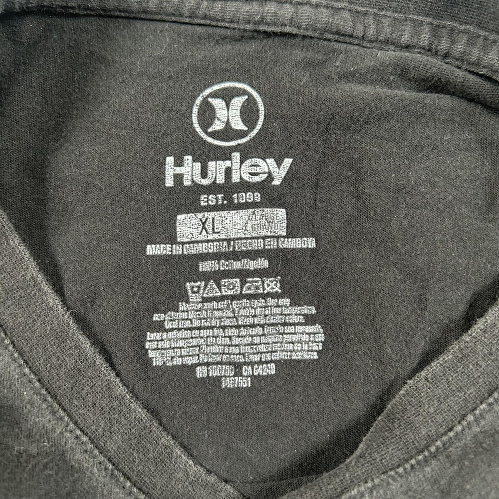 Hurley Shirt Mens Extra Large Black Split Box Logo Graphic Tee Short Sleeve - Picture 4 of 11